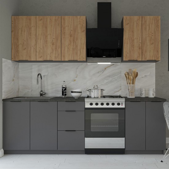 Κουζίνα Melisa Craft 6 Τεμαχίων Γραφίτης-Χρυσό Δρυς