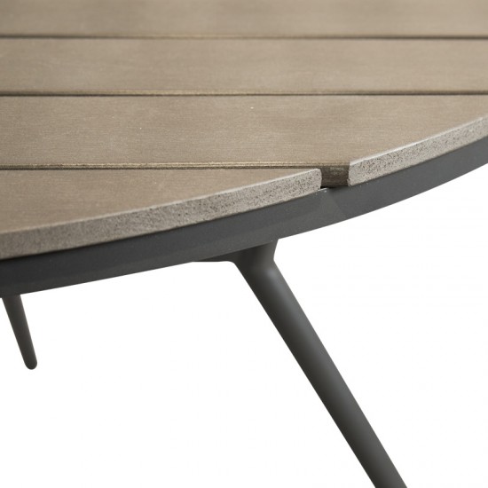 Τραπεζαρία Appa-Moly σετ 5τεμ pakoworld αλουμίνιο και plywood σε ανθρακί απόχρωση Φ120x74εκ