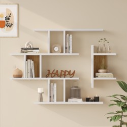 Ραφιέρα τοίχου Ledia pakoworld λευκό με oak 110,6x14,5x78εκ