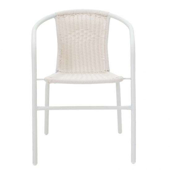 Τραπεζαρία Watson-Obbi σετ 3τεμ pakoworld μέταλλο λευκό-γυαλί Φ60x70εκ