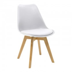 Τραπεζαρία Balou-Gaston σετ 5τεμ pakoworld MDF και pp σε λευκή-φυσική απόχρωση Φ100x73εκ