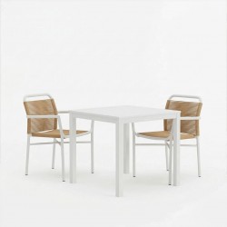 Τραπεζαρία Kliton - Clutch σετ 3τεμ pakoworld αλουμίνιο σε λευκή απόχρωση 80x80x74εκ