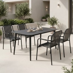 Τραπεζαρία Heven Vista pakoworld σετ 5τεμ μαύρο αλουμίνιο 120x70x72εκ