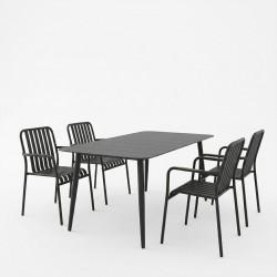 Τραπεζαρία Heven Vista pakoworld σετ 5τεμ μαύρο αλουμίνιο 150x80x72εκ