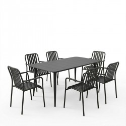 Τραπεζαρία Heven Vista pakoworld σετ 7τεμ μαύρο αλουμίνιο 150x80x72εκ