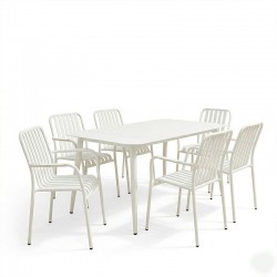Τραπεζαρία Heven Vista pakoworld σετ 7τεμ λευκό αλουμίνιο 150x80x72εκ