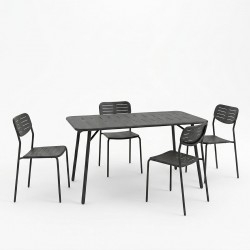 Τραπεζαρία Moraja Deraby Ι pakoworld σετ 5τεμ μαύρο μέταλλο 140x80x72εκ