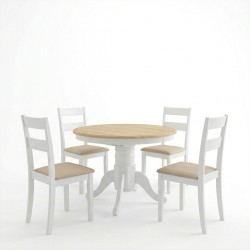Τραπεζαρία Dallan Lars pakoworld 5τεμ λευκό rubberwood Φ100(+38)x100x75εκ