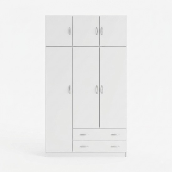 Ντουλάπα τρίφυλλη με πατάρι Alvia pakoworld λευκό 150x51x240εκ