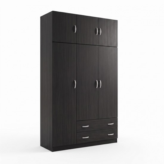 Ντουλάπα τρίφυλλη με πατάρι Alvia pakoworld wenge 150x51x240εκ