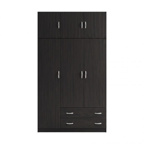Ντουλάπα τρίφυλλη με πατάρι Alvia pakoworld wenge 150x51x240εκ