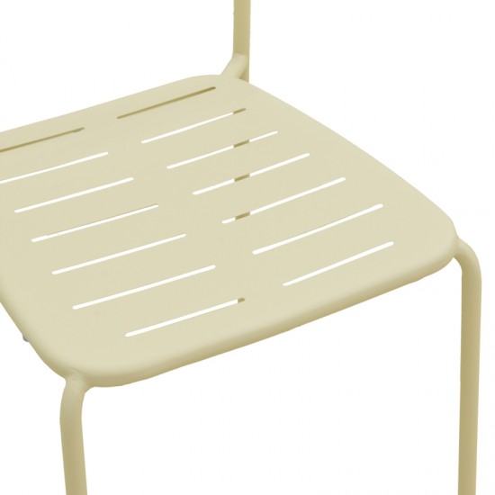 Καρέκλα Deraby pakoworld στοιβαζόμενη κρεμ μέταλλο 52.5x45.5x83εκ