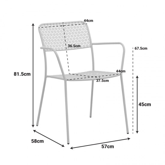 Πολυθρόνα Federal pakoworld στοιβαζόμενη terracotta μέταλλο 57x58x81.5εκ