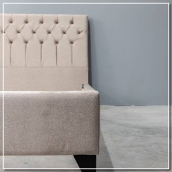 Κρεβάτι διπλό "NAPOLI" από ύφασμα σε χρώμα εκρού 160x200x120
