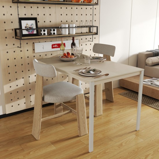 Τραπέζι Faragio pakoworld μέταλλο σε μπεζ απόχρωση με γκρι μεταλλικά πόδια 120x75x75εκ