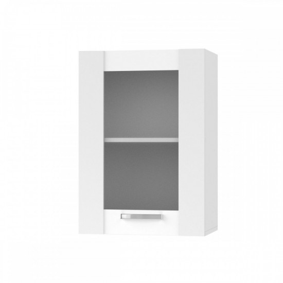 CHARLOTΤE Πάνω Ντουλάπι Με Τζάμι Δεξί 50x30.5x71.8εκ με μεταλλικά χερούλια Λευκό