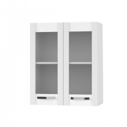 CHARLOTΤE Πάνω Ντουλάπι Με Τζάμι 60x30.5x71.8εκ με μεταλλικά χερούλια Λευκό