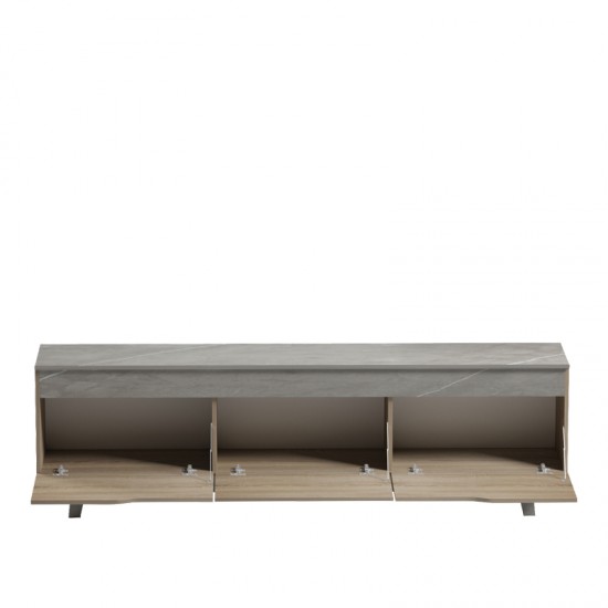 Έπιπλο τηλεόρασης Kasandra pakoworld μπεζ μαρμάρου-sonoma 180x35x48.5εκ