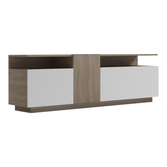 Έπιπλο τηλεόρασης Vendora pakoworld σε sonoma-λευκή απόχρωση 150x29.5x46.3εκ
