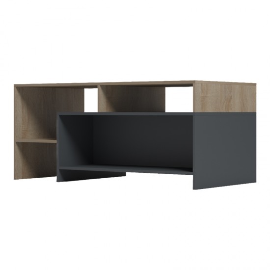 Τραπέζι σαλονιού Consa pakoworld sonoma - ανθρακί 120x60x52.8εκ
