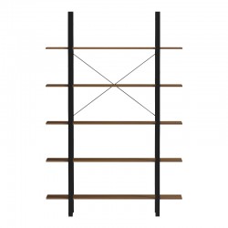 Βιβλιοθήκη-Ραφιέρα Varous pakoworld καρυδί-μαύρο μέταλλο 120x28x180εκ