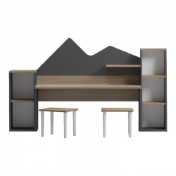 Παιδικό γραφείο με σκαμπο Dualto pakoworld sonoma-ανθρακί 180x30x93.6εκ