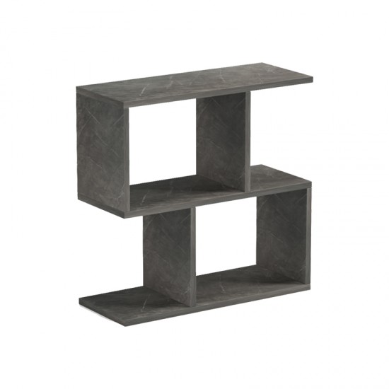Βοηθητικό τραπέζι-βιβλιοθήκη Wesmol pakoworld ανθρακί όψη μαρμάρου 50x20x50εκ
