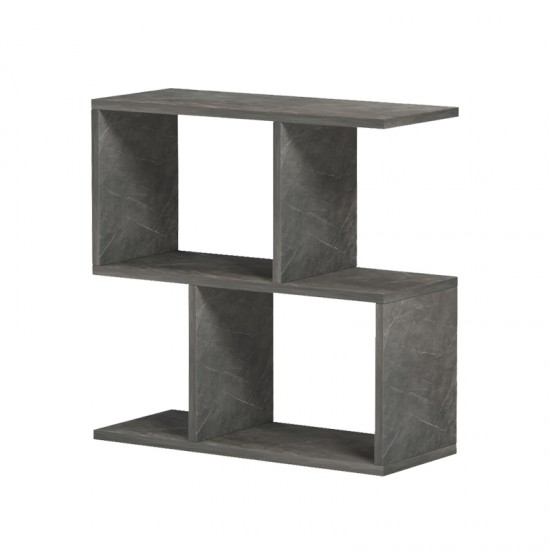 Βοηθητικό τραπέζι-βιβλιοθήκη Wesmol pakoworld ανθρακί όψη μαρμάρου 50x20x50εκ