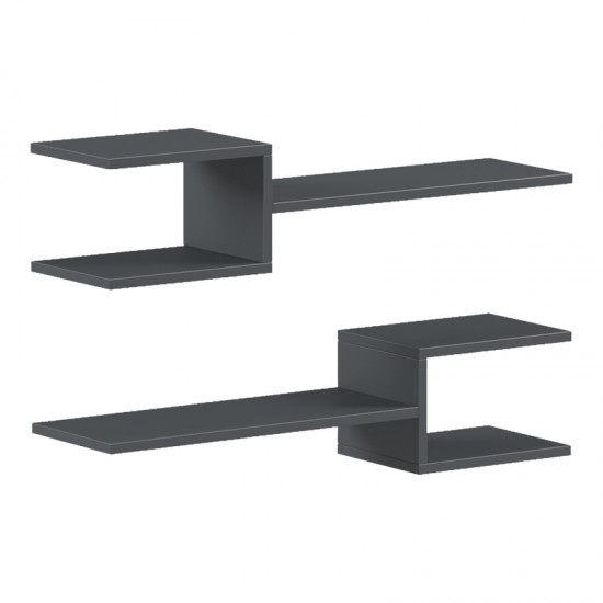 Ραφιέρα τοίχου Sumpa pakoworld 2τεμ ανθρακί 65x20x18εκ