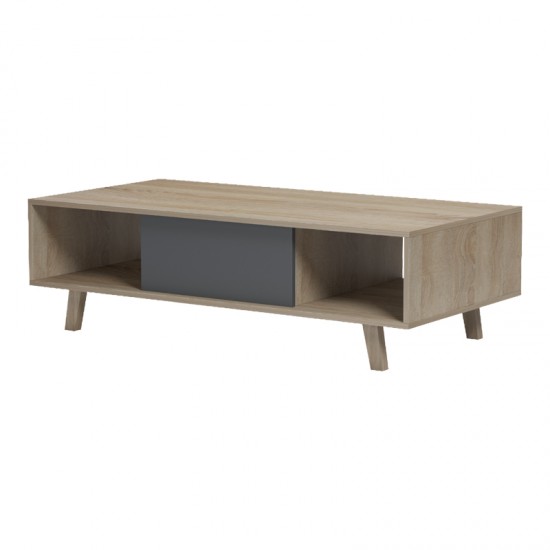 Τραπέζι σαλονιού Elonza pakoworld sonoma-ανθρακί 120x60x36εκ