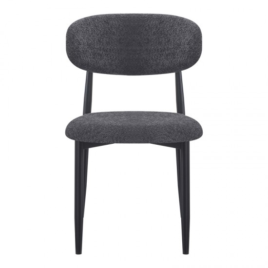 Καρέκλα Folegio pakoworld μπουκλέ σε ανθρακί απόχρωση με μαύρα πόδια 50x57x79.5εκ