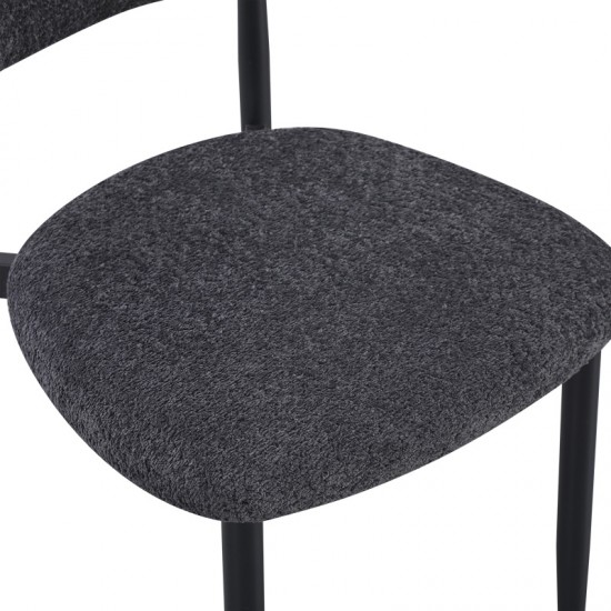 Καρέκλα Folegio pakoworld μπουκλέ σε ανθρακί απόχρωση με μαύρα πόδια 50x57x79.5εκ