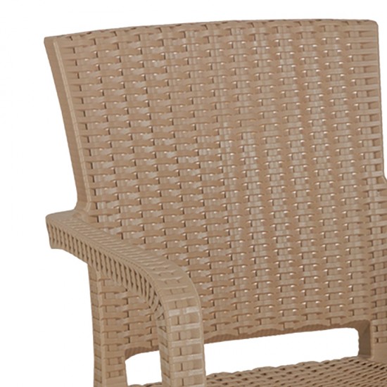 Τραπεζαρία Icon-Halcyon pakoworld σετ 5τεμ PP σε cappuccino απόχρωση