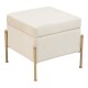 Σκαμπό-μπαούλο Panton pakoworld βελούδο κρεμ-χρυσό 40x40x36,5εκ