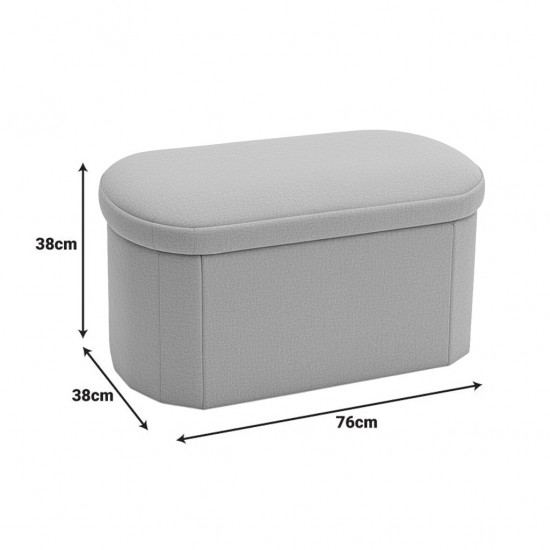 Σκαμπό-μπαούλο Otto pakoworld ύφασμα μπουκλέ σε κρεμ-ivory απόχρωση 76x38x38εκ