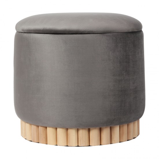 Σκαμπό-μπαούλο Terina pakoworld βελούδο γκρι Φ46x42εκ