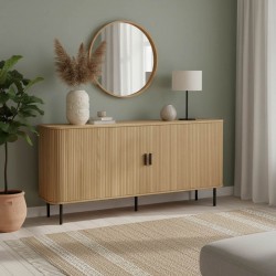 Μπουφές Scandi pakoworld MDF φυσικό με μεταλλικά μαύρα πόδια 170x45x80εκ