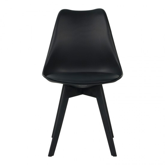 Καρέκλα Gaston I pakoworld PP-PU σε μαύρη απόχρωση 48.5x53.5x81.5εκ