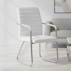 Καρέκλα επισκέπτη Sefine pakoworld λευκό pu-πόδι χρωμίου 53x45x97εκ