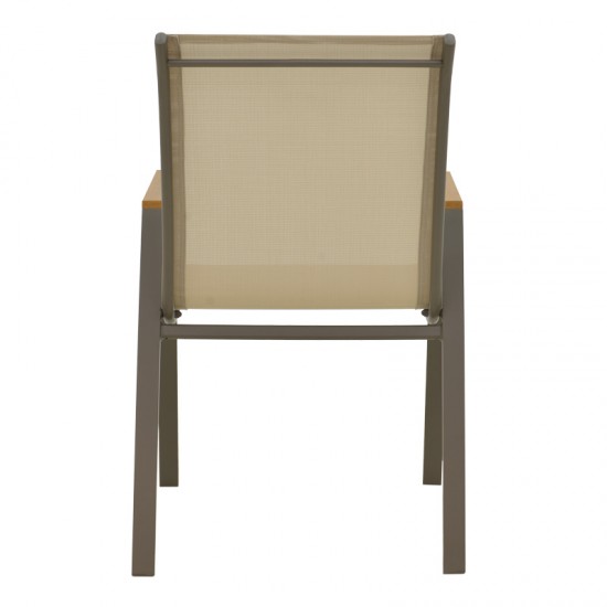 Πολυθρόνα Azelie pakoworld στοιβαζόμενη σαμπανιζέ αλουμίνιο και textilene σε ανοιχτή γκρι απόχρωση 56x75x88εκ