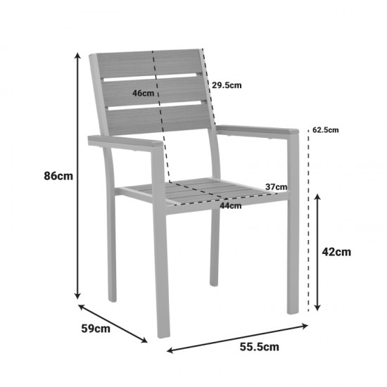 Πολυθρόνα Breze pakoworld στοιβαζόμενη plywood σε φυσική-αλουμίνιο σε cappuccino απόχρωση 57.5x60x88εκ