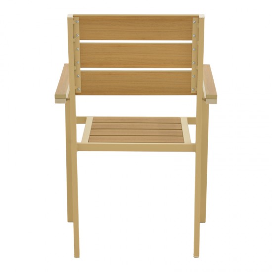 Πολυθρόνα Breze pakoworld στοιβαζόμενη plywood σε φυσική-αλουμίνιο σε cappuccino απόχρωση 57.5x60x88εκ