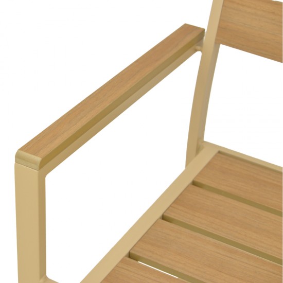 Πολυθρόνα Breze pakoworld στοιβαζόμενη plywood σε φυσική-αλουμίνιο σε cappuccino απόχρωση 57.5x60x88εκ