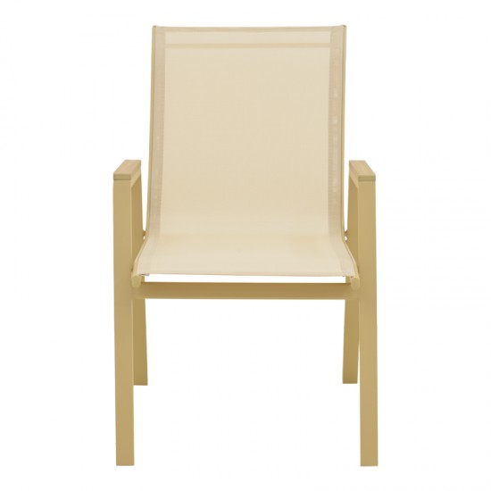 Πολυθρόνα Azelie pakoworld στοιβαζόμενη αλουμίνιο σε cappuccino- textilene σαμπανί 56x75x88εκ