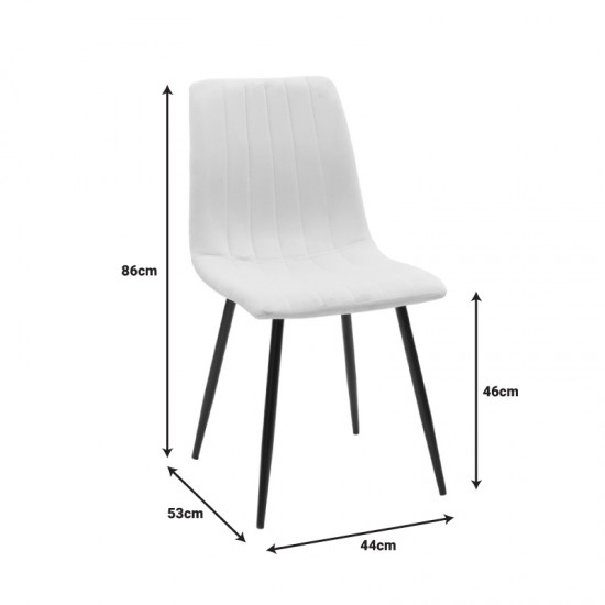 Καρέκλα Noor pakoworld μαύρο βελούδο με πόδι μετάλλου σε μαύρη απόχρωση 44x53x86εκ