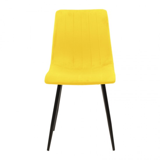 Καρέκλα Noor pakoworld κίτρινο βελούδο με πόδι μετάλλου σε μαύρη απόχρωση 44x53x86εκ