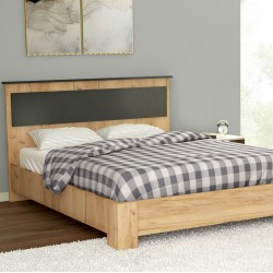 Κρεβάτι "ZORZET" διπλό σε χρώμα μελί/ανθρακί 160x200