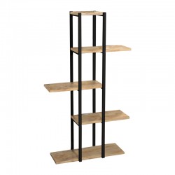 Επιδαπέδια ραφιέρα Ploko pakoworld oak μελαμίνης-μαύρο μέταλλο 60x24.7x111εκ