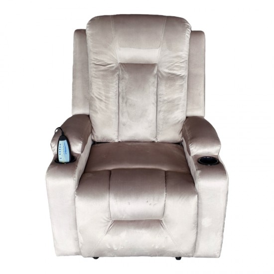 Πολυθρόνα relax με μηχανισμό massage Gessel pakoworld βελούδο σε γκρι απόχρωση 80x90x98εκ