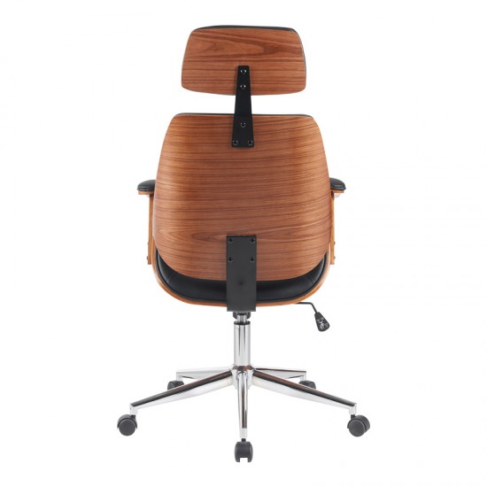 Καρέκλα γραφείου διευθυντή Fetseno pakoworld μαύρο pu-βάση χρωμίου 53x56x113.5-123.5εκ